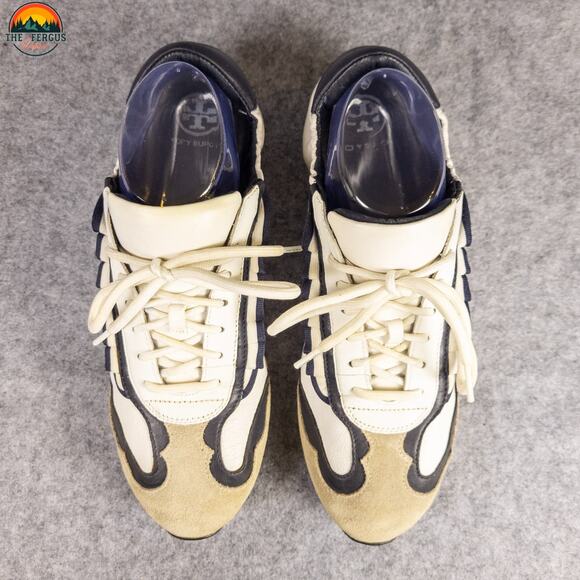 Tory Burch Ruffled Sneaker Golf Shoes White Black Leather Preppy Women's 9.5 M - Picture 5 of 16